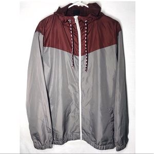 Burgundy/Grey Windbreaker Jacket